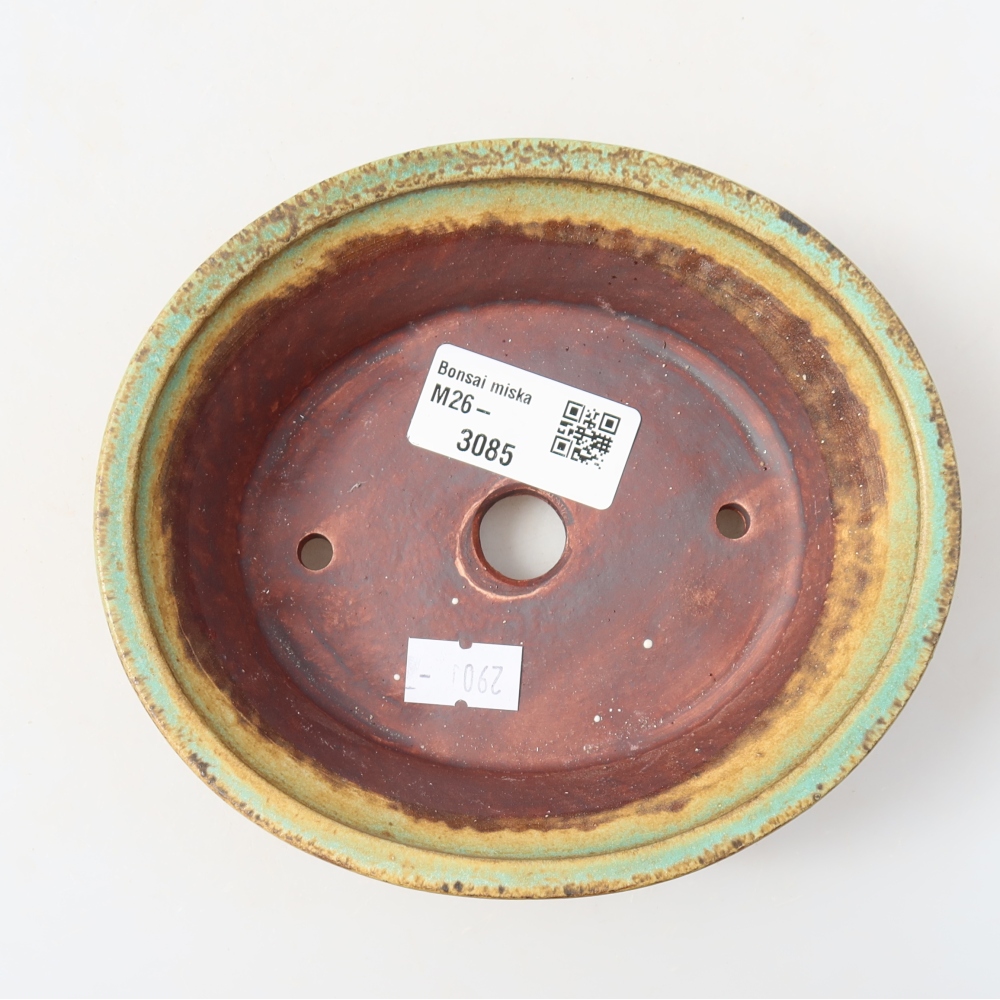 Keramische bonsaipot 14,5 x 13 x 4 cm, kleur groen