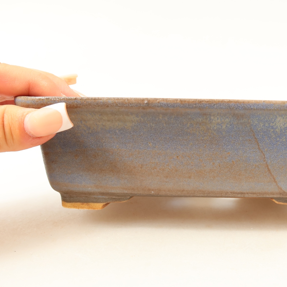 Keramische bonsaipot 17,5 x 14,5 x 5,5 cm, kleur: blauw