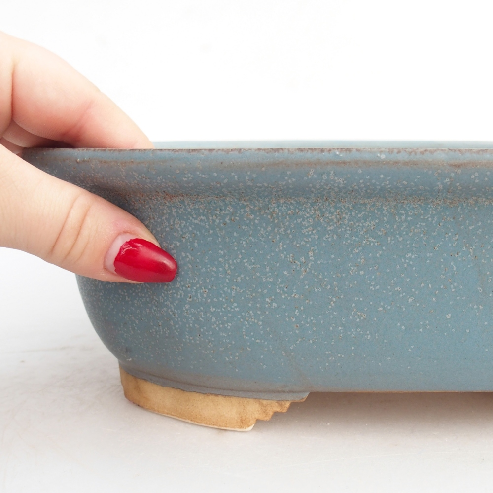 Bonsaischaal van keramiek 25,5 x 21,5 x 8 cm, kleur blauw