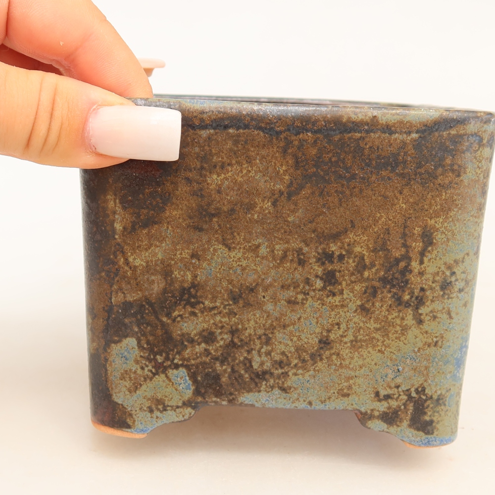 Keramische bonsaipot 10,5 x 10,5 x 8,5 cm, kleur bruin