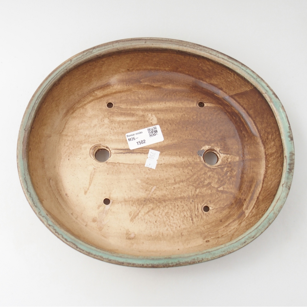 Bonsaischaal van keramiek 28,5 x 25 x 6 cm, groen