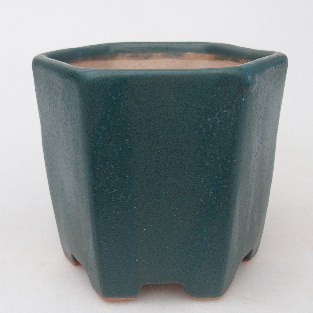 Bonsaischaal van keramiek 9,5 x 8,5 x 8 cm, kleur blauw