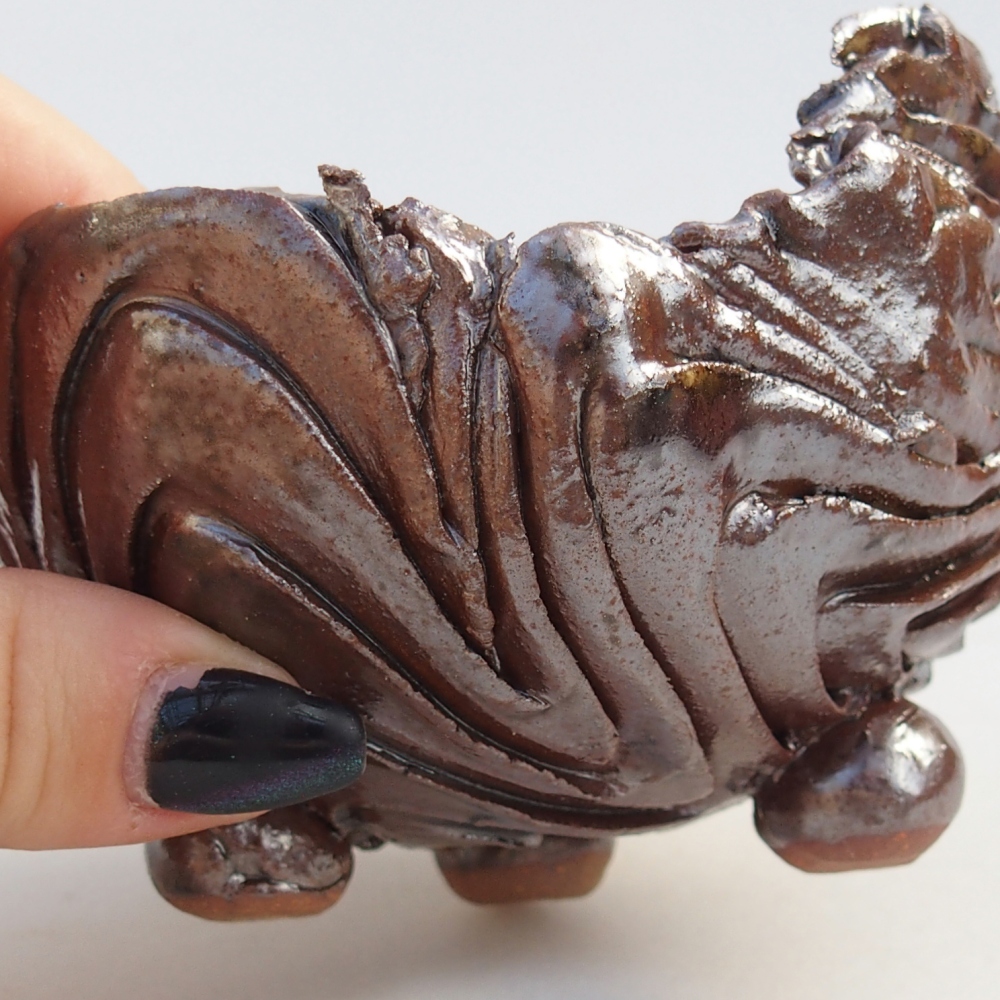 Keramisch Schelp 10 x 9 x 7 cm , kleur bruin