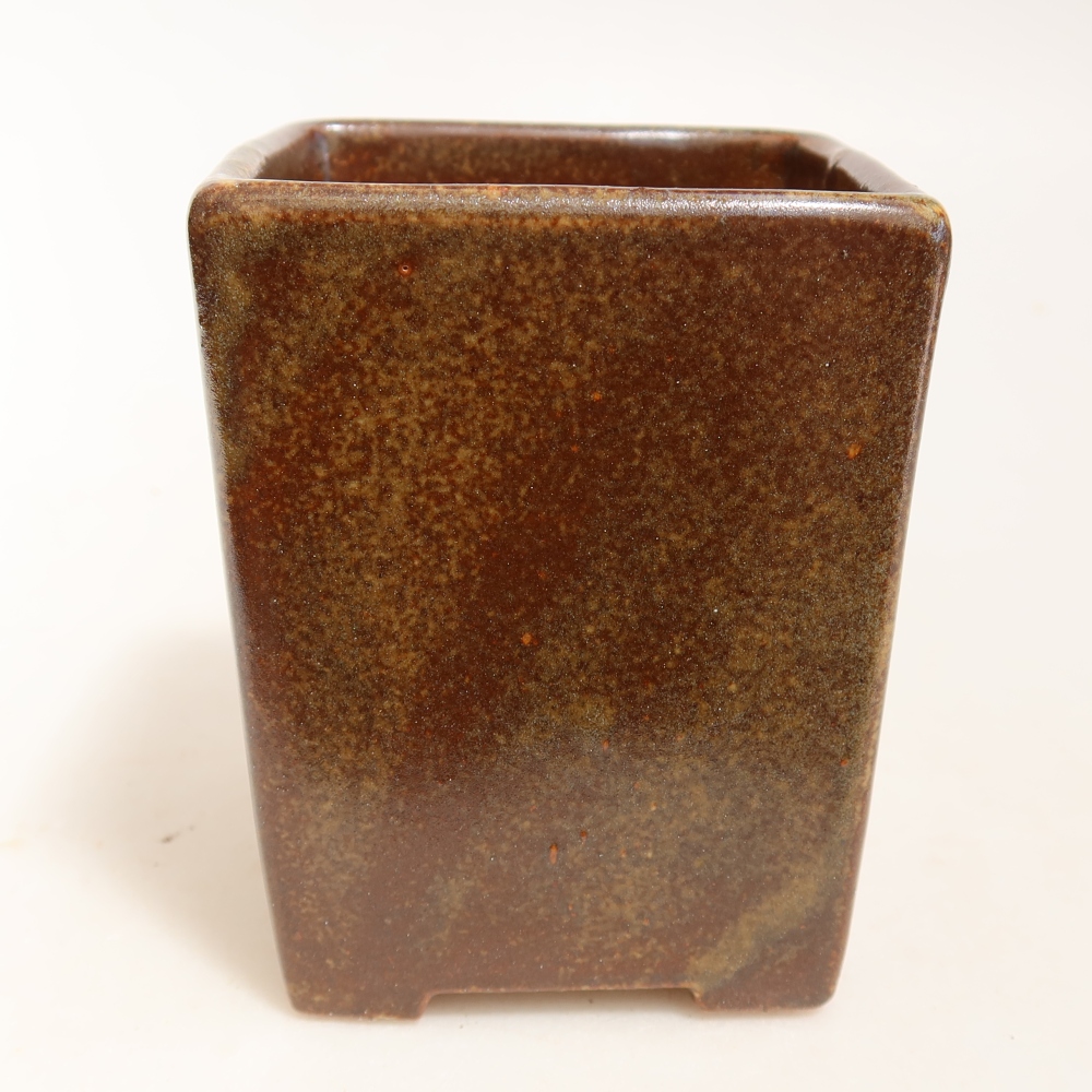 Bonsaischaal van keramiek 7,5 x 7,5 x 9,5 cm, bruin