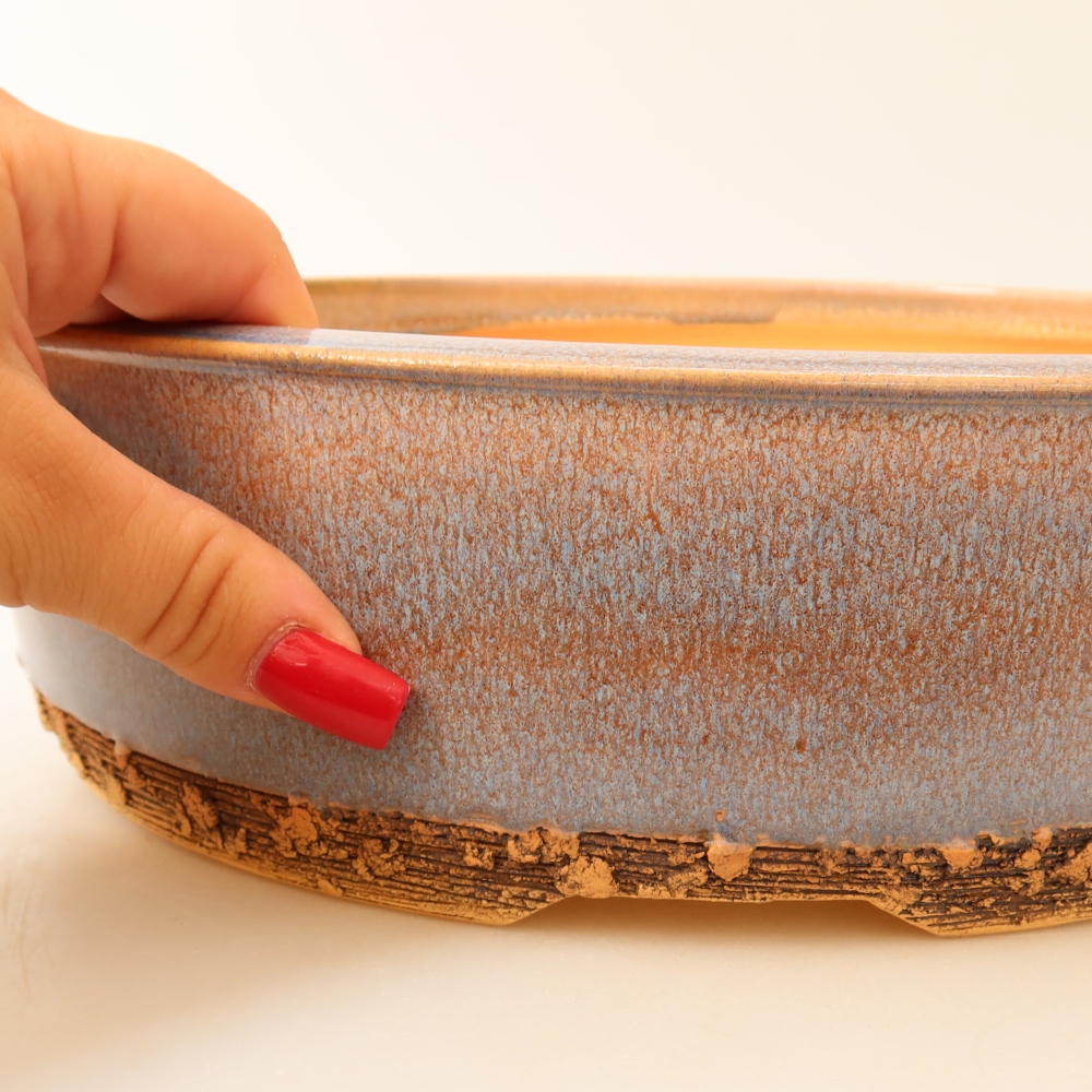 Keramische bonsaipot 28 x 28 x 8 cm, kleur: blauw