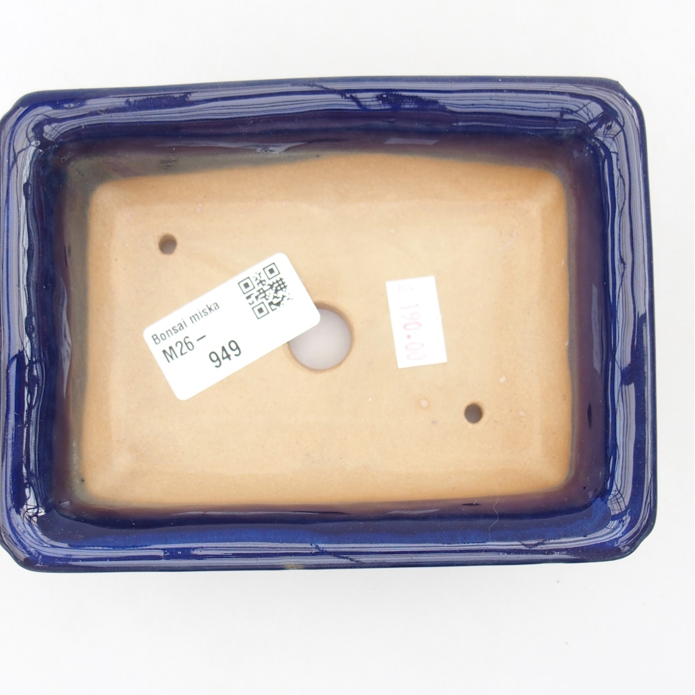 Bonsaischaal van keramiek 13,5 x 10 x 4 cm, kleur blauw