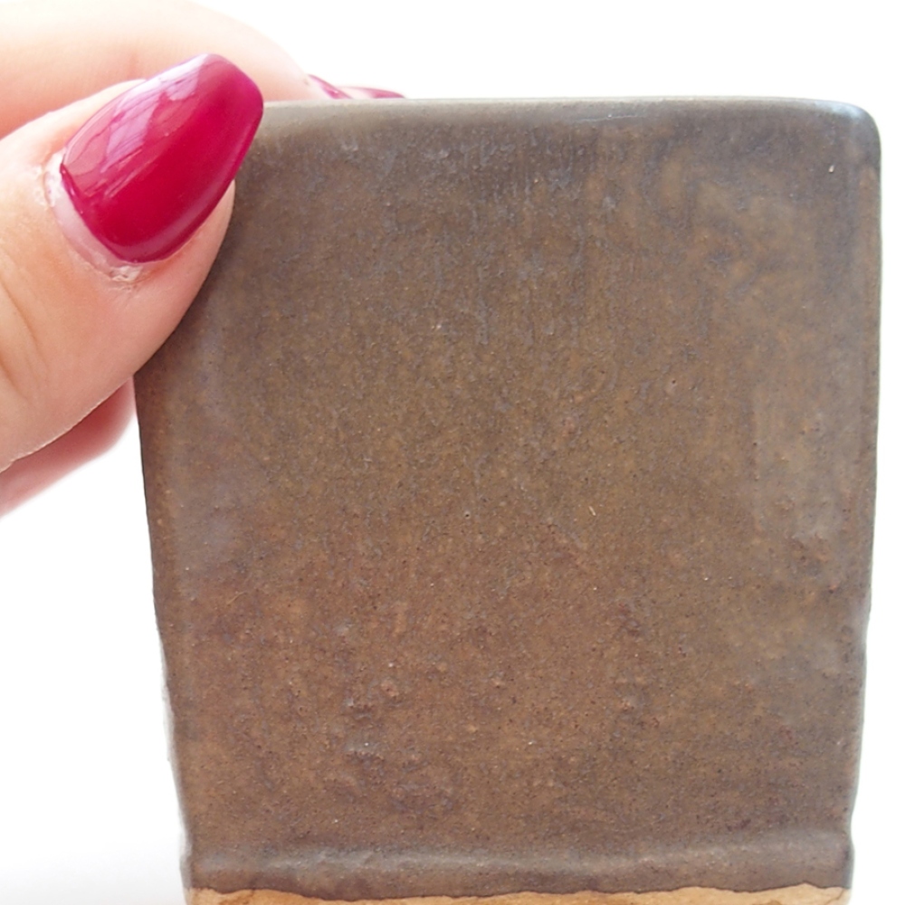 Bonsaischaal van keramiek 6,5 x 6,5 x 7 cm, bruin