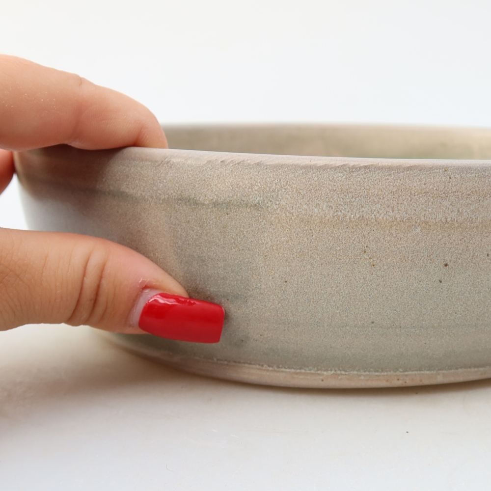 Bonsaischaal van keramiek 20,5 x 20,5 x 6 cm, kleur beige
