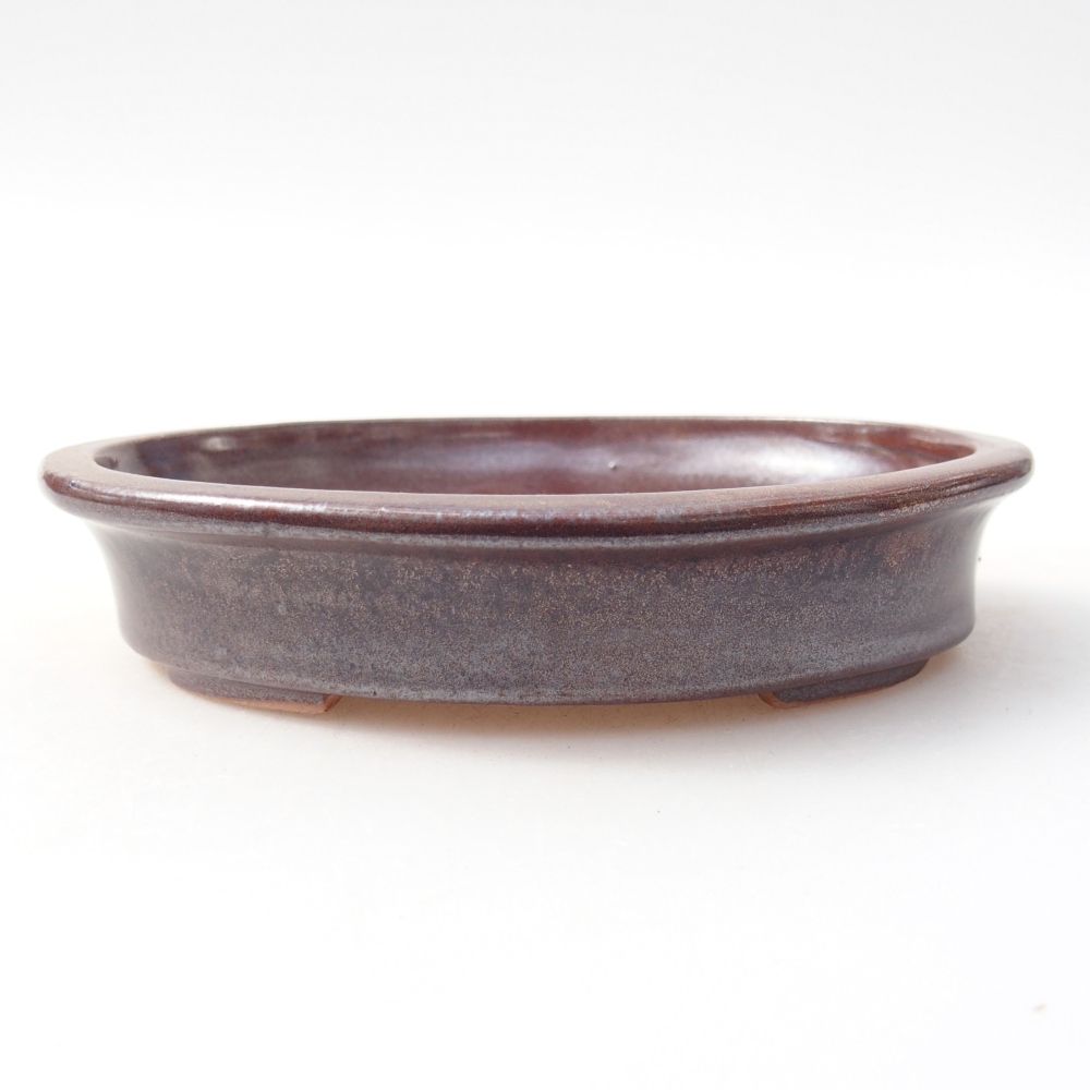 Bonsaischaal van keramiek 13 x 10,5 x 3 cm, kleur bordeauxrood