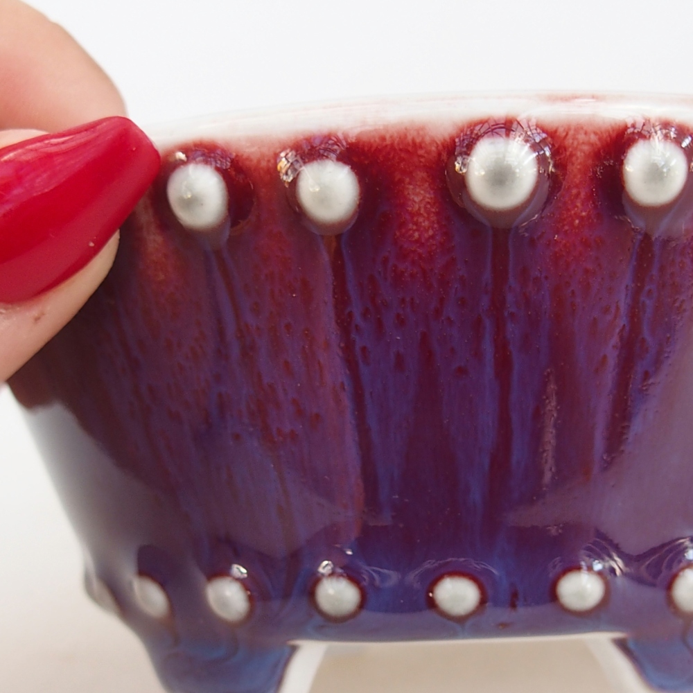 Bonsaischaal van keramiek 10,5 x 10,5 x 5 cm, kleur paars