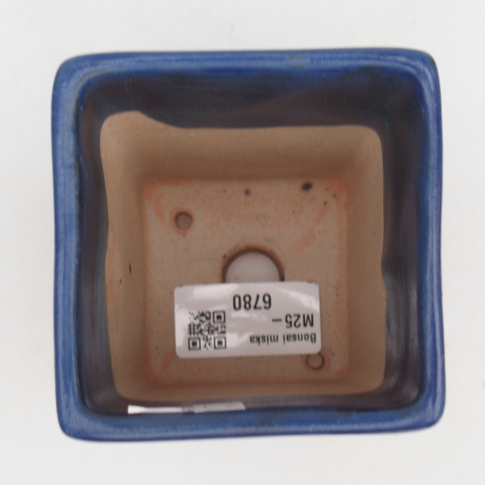 Bonsaischaal van keramiek 7,5 x 7,5 x 8,5 cm, kleur blauw