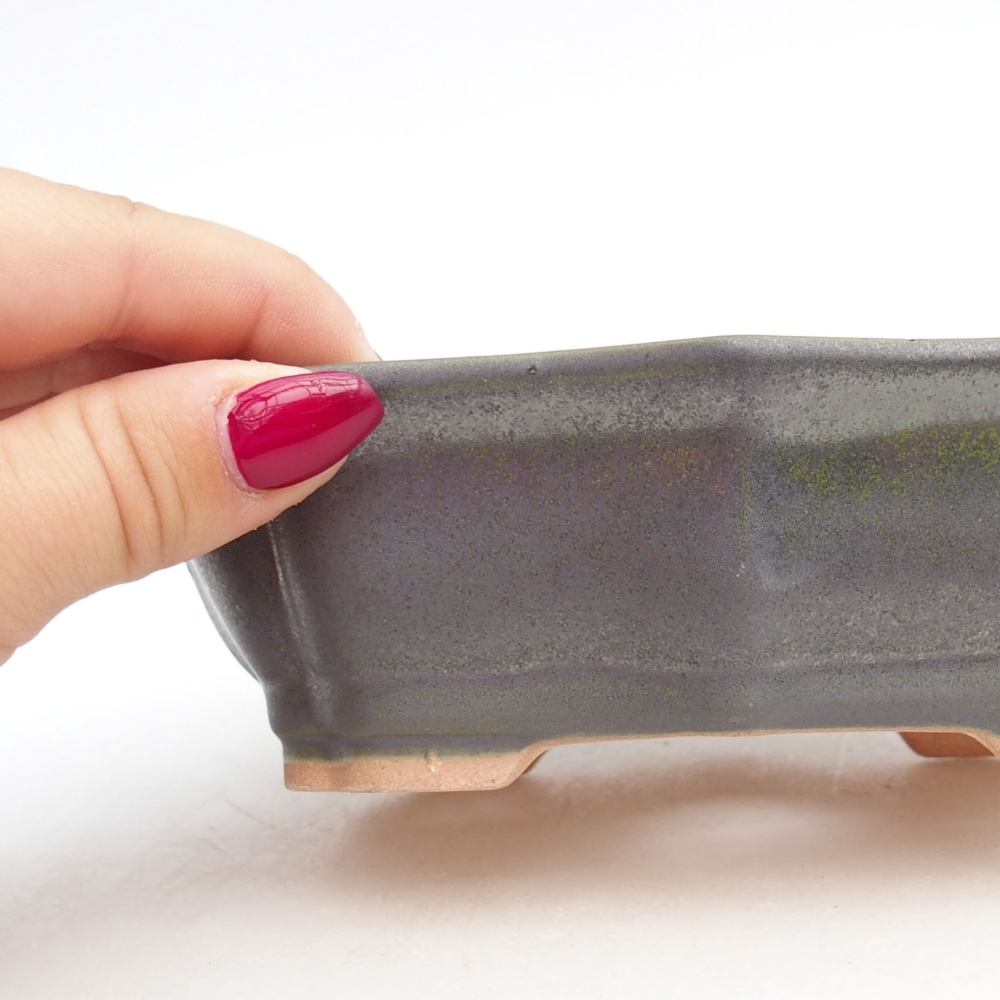 Bonsaischaal van keramiek 15,5 x 11,5 x 4,5 cm, groen