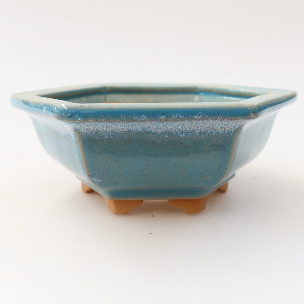 Bonsaischaal van keramiek 12 x 10,5 x 4,5 cm, kleur blauw