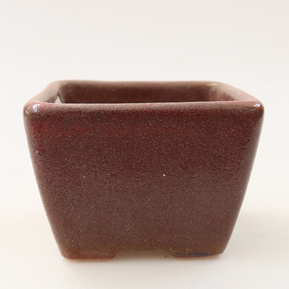 Keramische bonsaipot 6,5 x 6,5 x 5 cm, kleur bruin