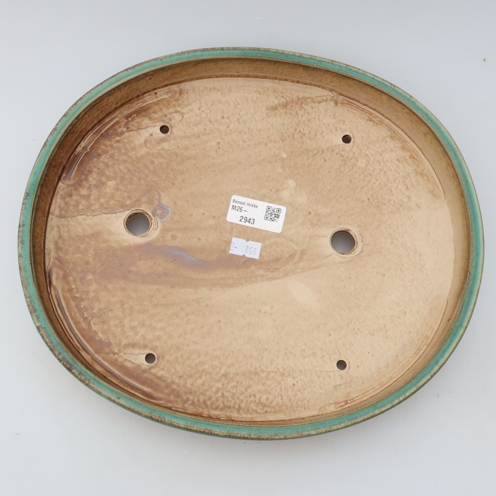 Bonsaischaal van keramiek 31 x 27 x 4,5 cm, groen