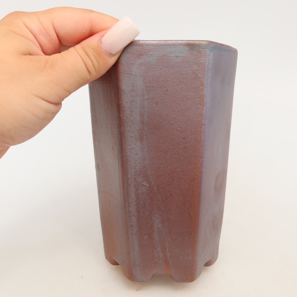Keramische bonsaipot 9,5 x 8,5 x 14,5 cm, metaalachtige kleur