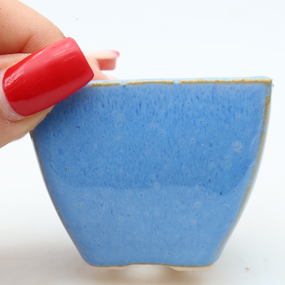 Bonsaischaal van keramiek 5,5 x 5,5 x 4,5 cm, kleur blauw