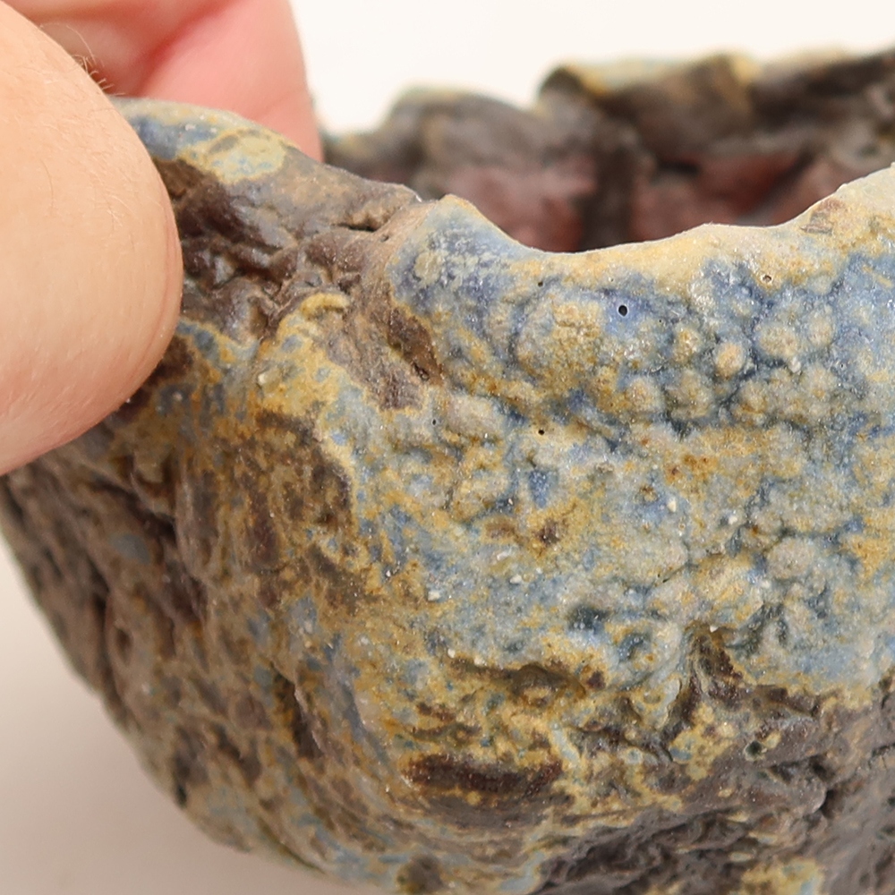 Keramische schaal  7,5 x 7 x 5,5 cm , kleur: blauw