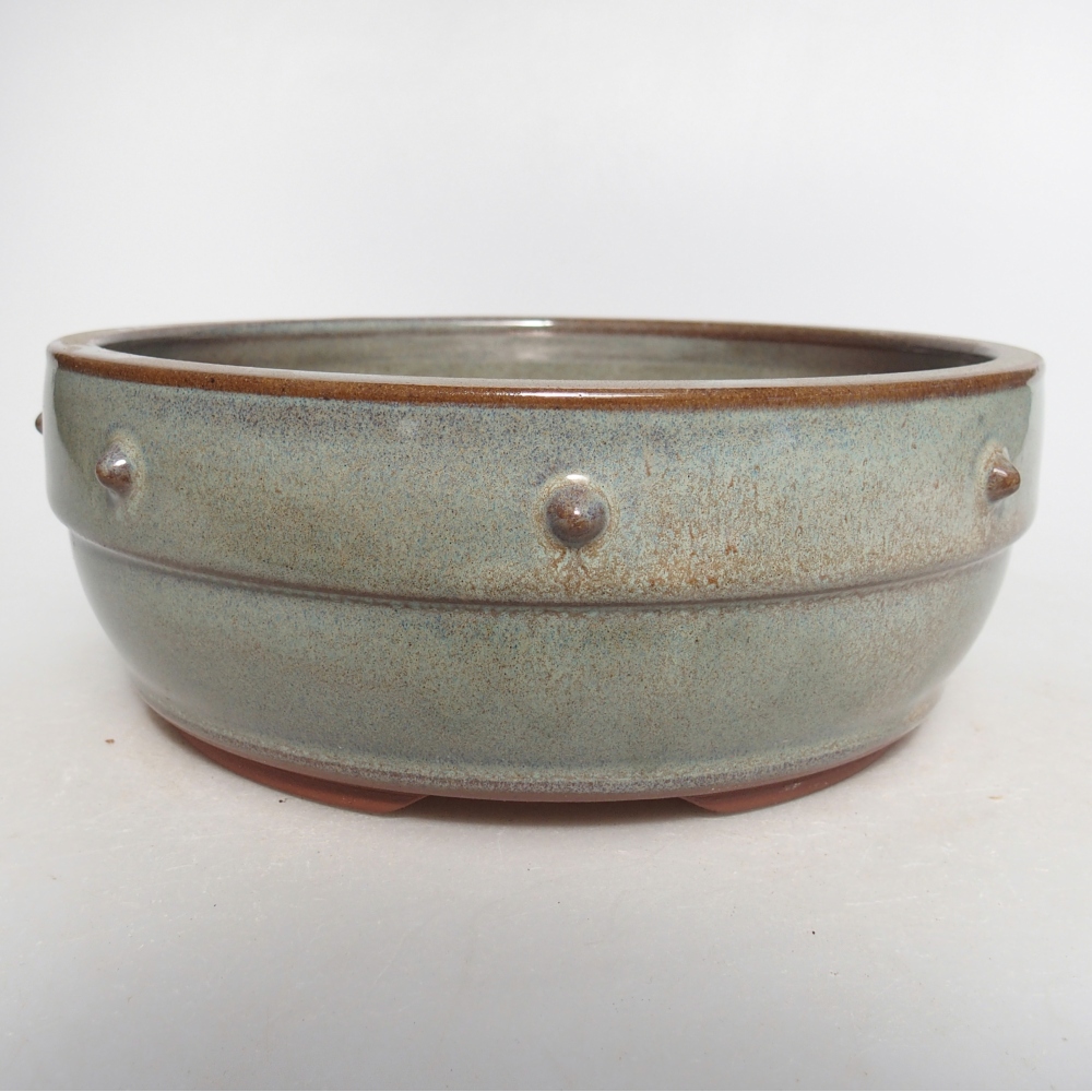 Bonsaischaal van keramiek 17 x 17 x 6,5 cm, groen