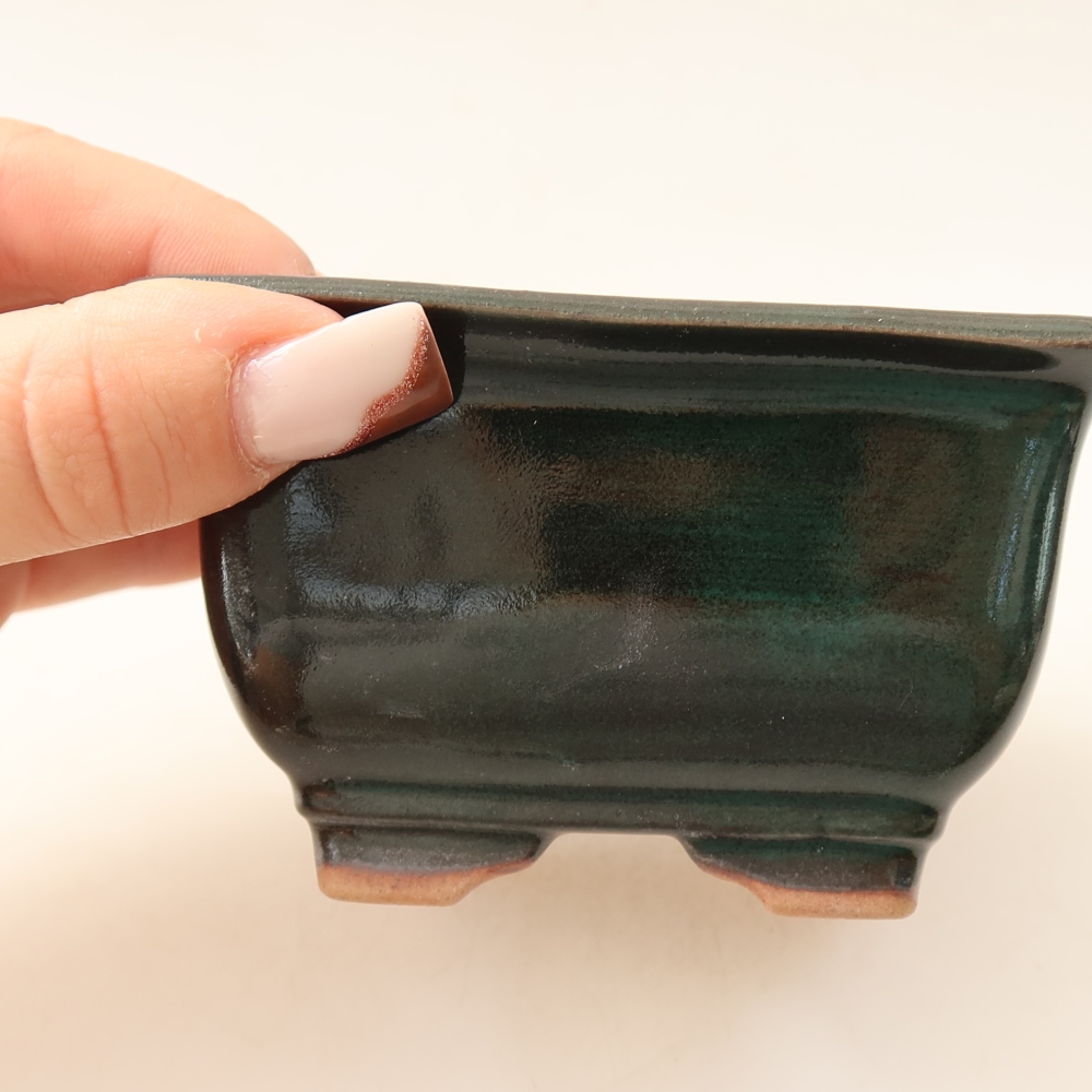 Keramische bonsaipot 9,5 x 9,5 x 5,5 cm, kleur groen