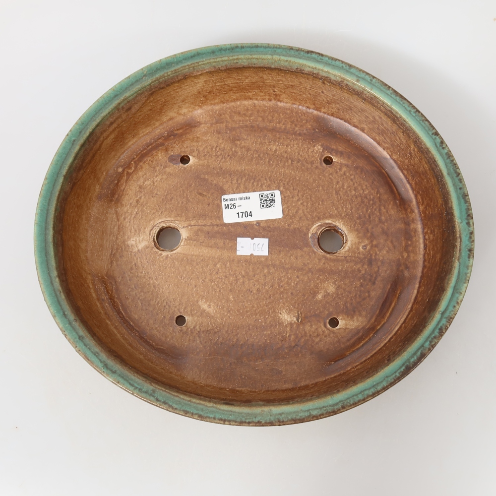 Bonsaischaal van keramiek 26,5 x 23,5 x 5,5 cm, groen