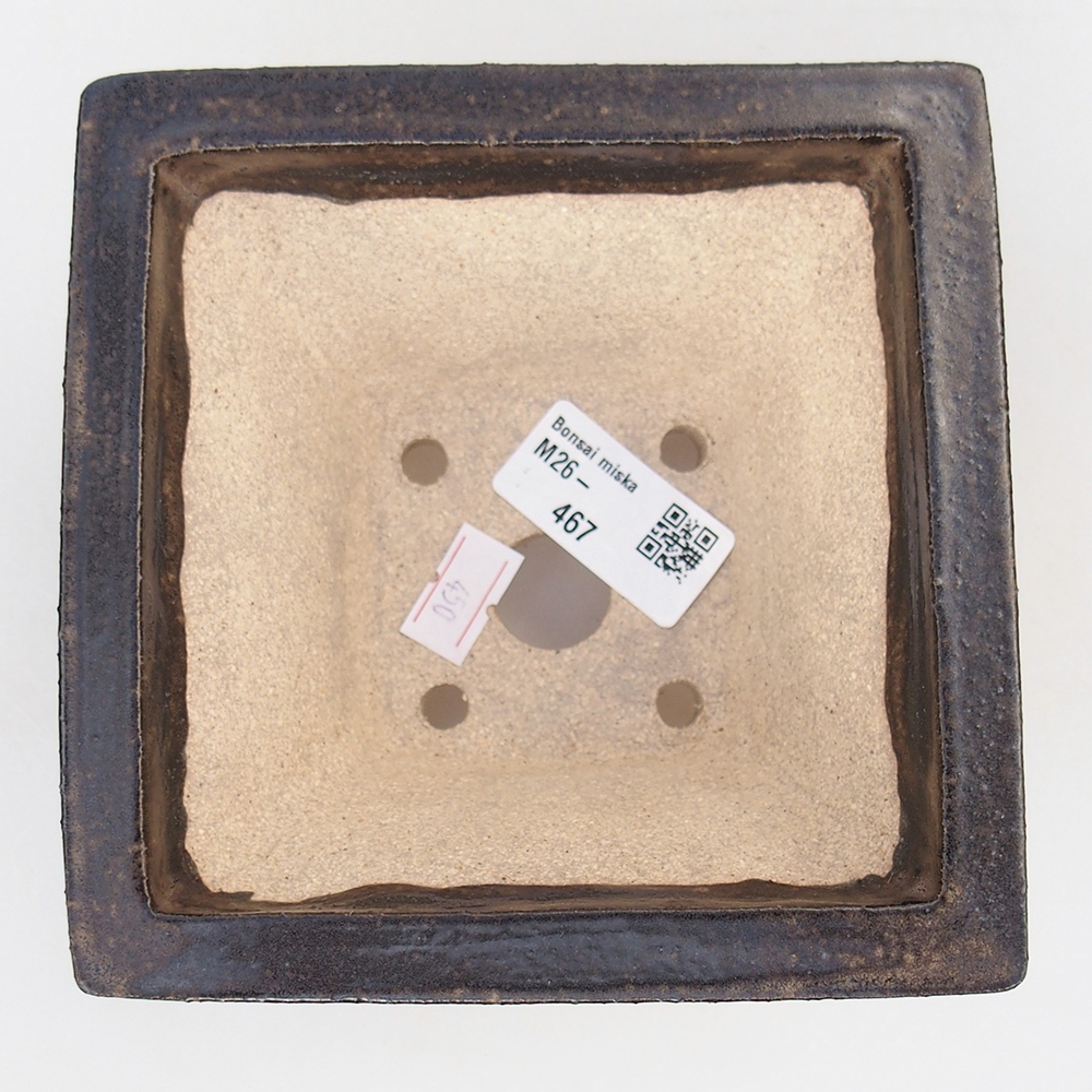 Bonsaischaal van keramiek 13 x 13 x 8 cm, bruin