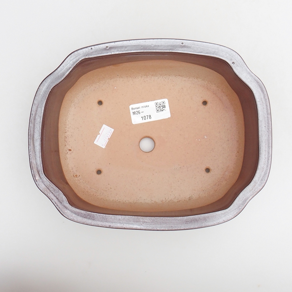 Bonsaischaal van keramiek 22 x 16,5 x 7 cm, bruin