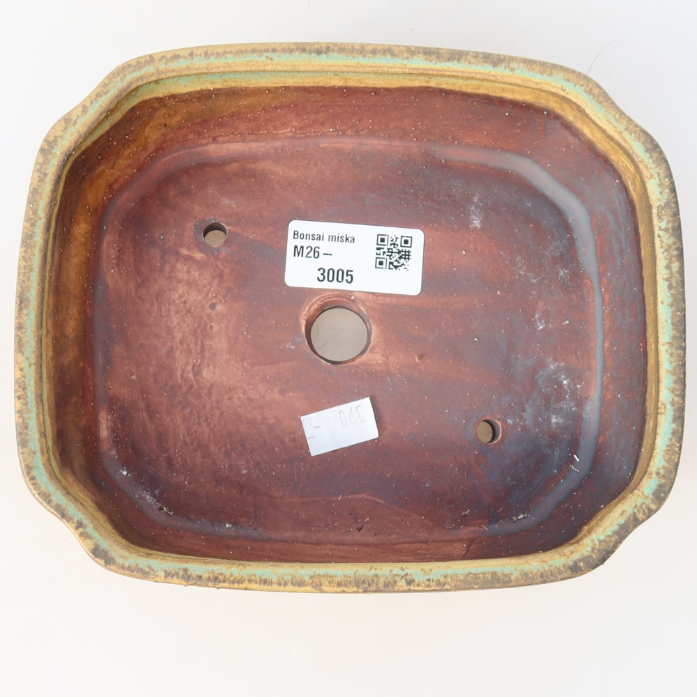 Bonsaischaal van keramiek 17,5 x 14,5 x 5 cm, groen