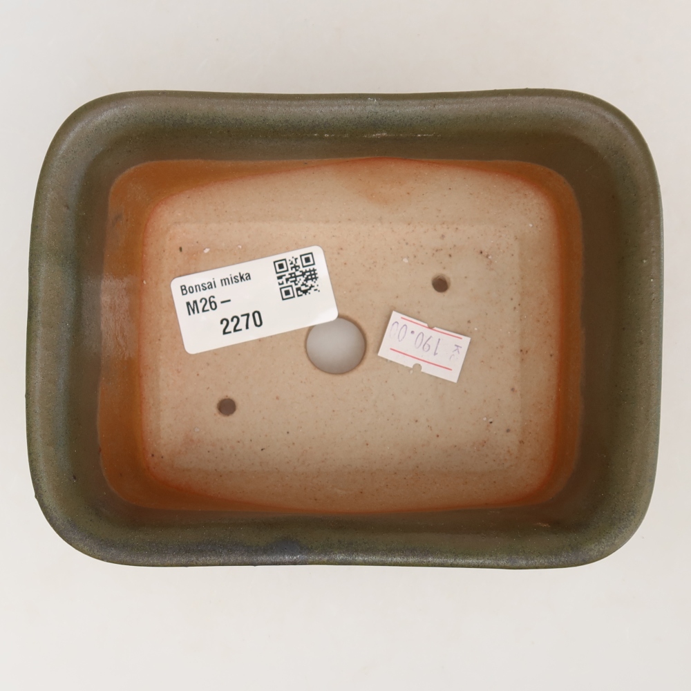Bonsaischaal van keramiek 13,5 x 10,5 x 6 cm, groen
