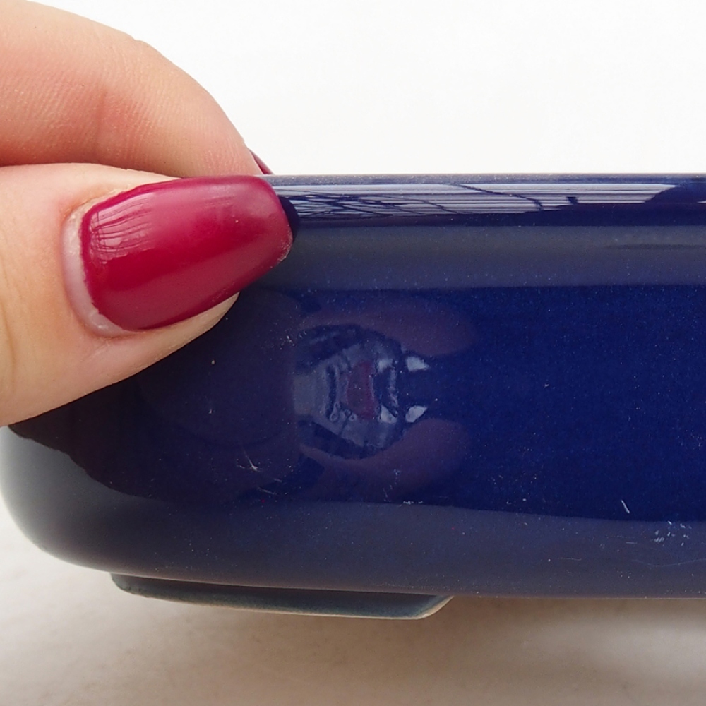 Bonsaischaal van keramiek 15 x 11 x 3,5 cm, kleur blauw