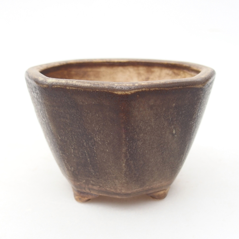 Bonsaischaal van keramiek 8,5 x 8,5 x 6 cm, bruin