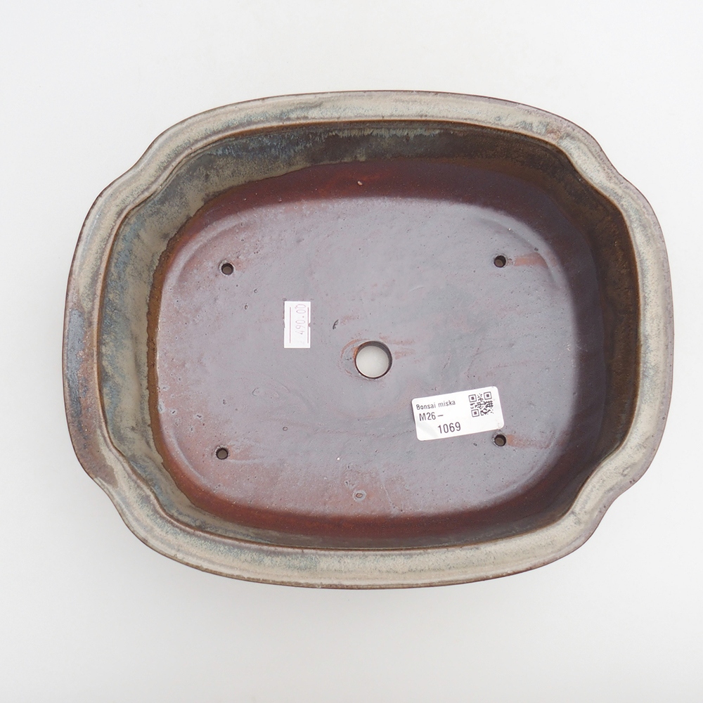 Bonsaischaal van keramiek 24 x 19,5 x 7 cm, bruin