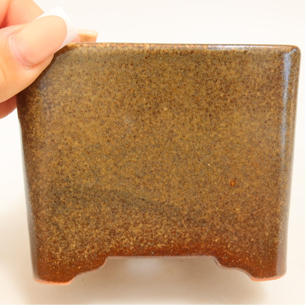 Keramische bonsaipot 10 x 10 x 8,5 cm, kleur bruin