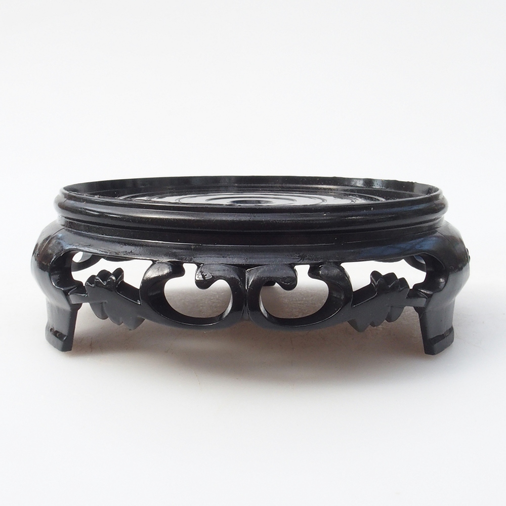 Kunststof bonsai tafel rond 11 x 11 x 3,5 cm, kleur zwart