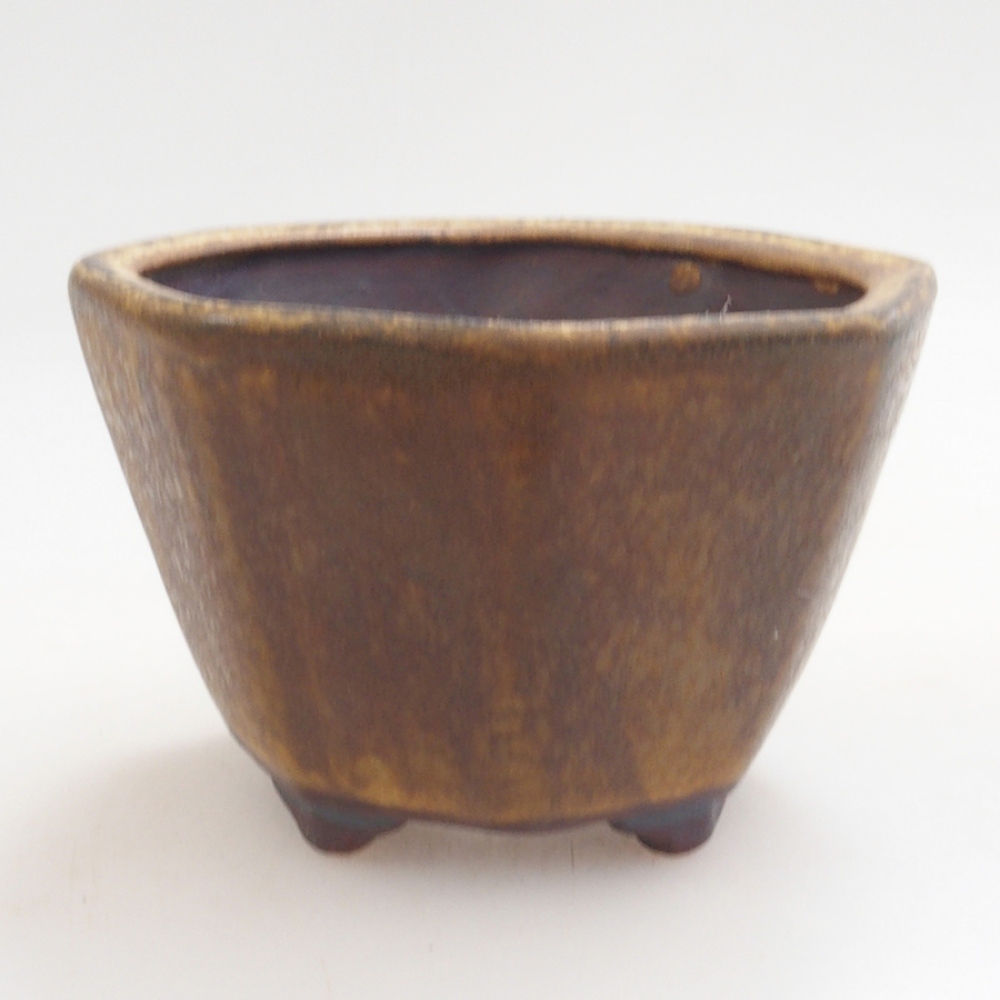 Bonsaischaal van keramiek 10 x 8,5 x 4 cm, bruin