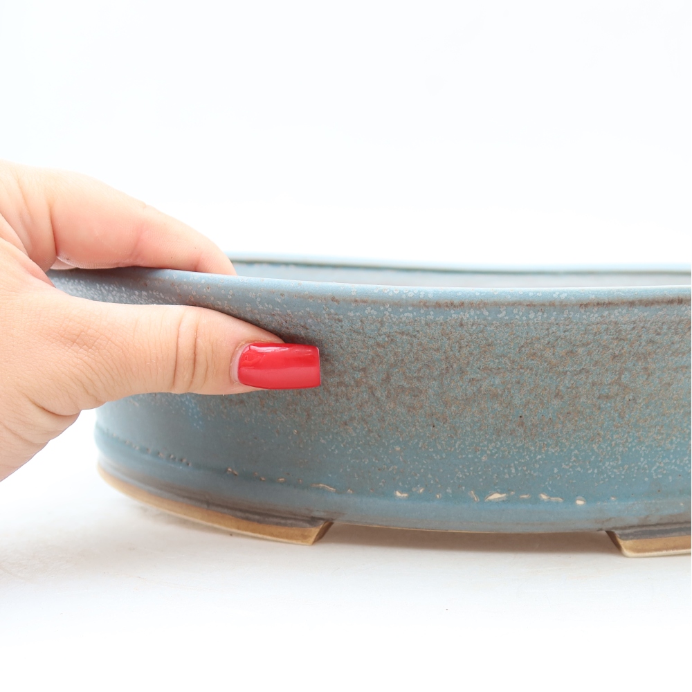 Bonsaischaal van keramiek 26,5 x 24 x 5,5 cm, kleur blauw