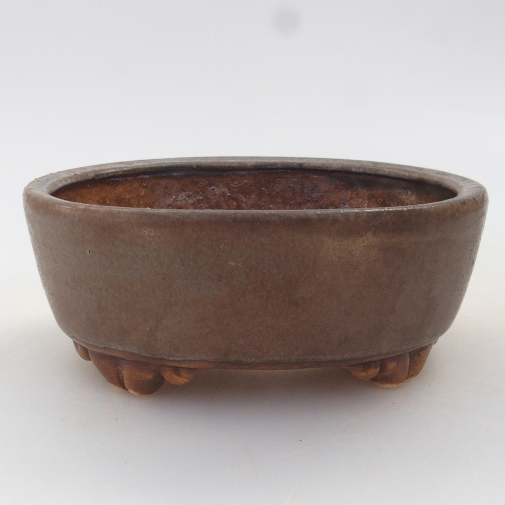 Bonsaischaal van keramiek 10 x 8,5 x 4 cm, bruin