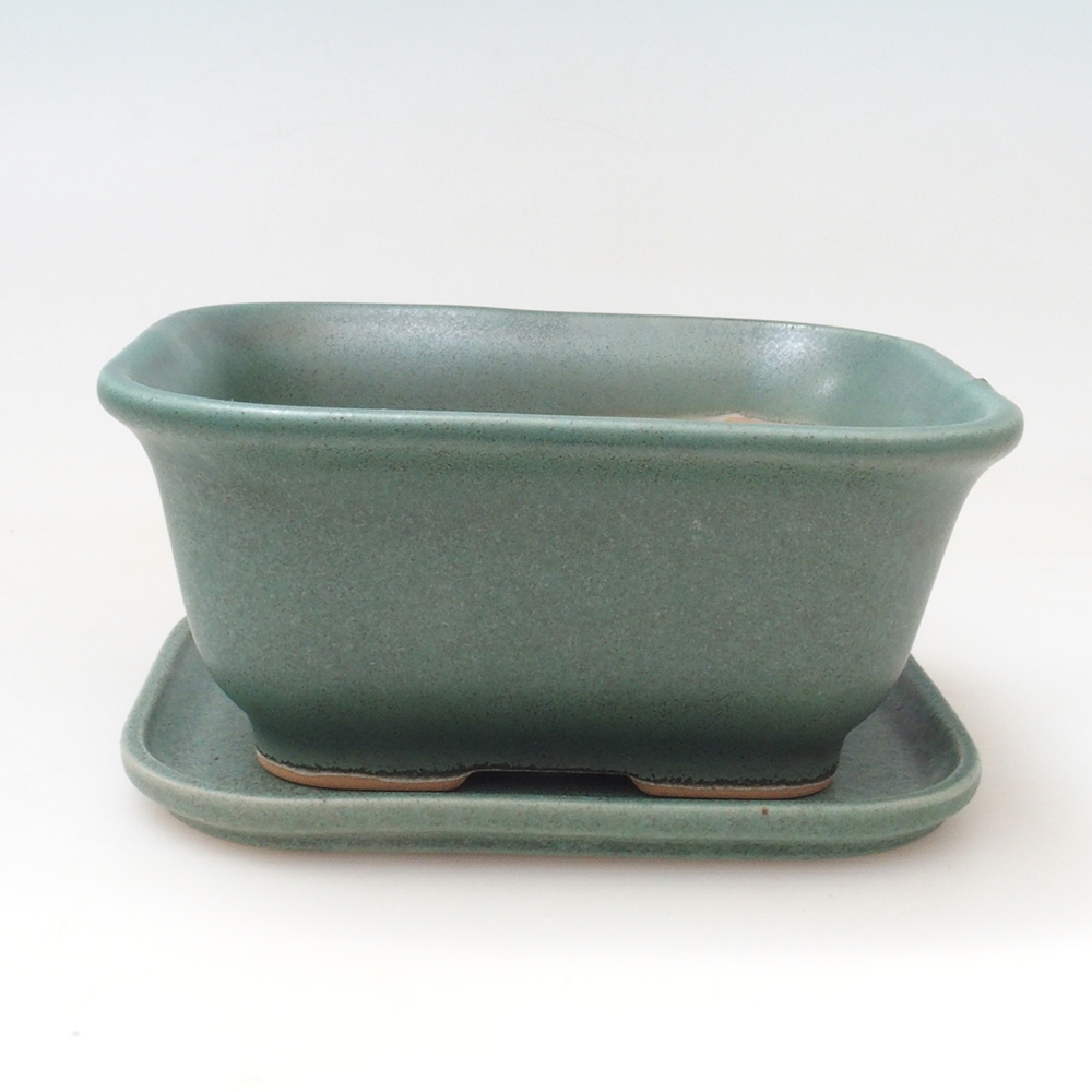 Bonsai kom + schotel H38 - 12x10x5,5 cm - groen