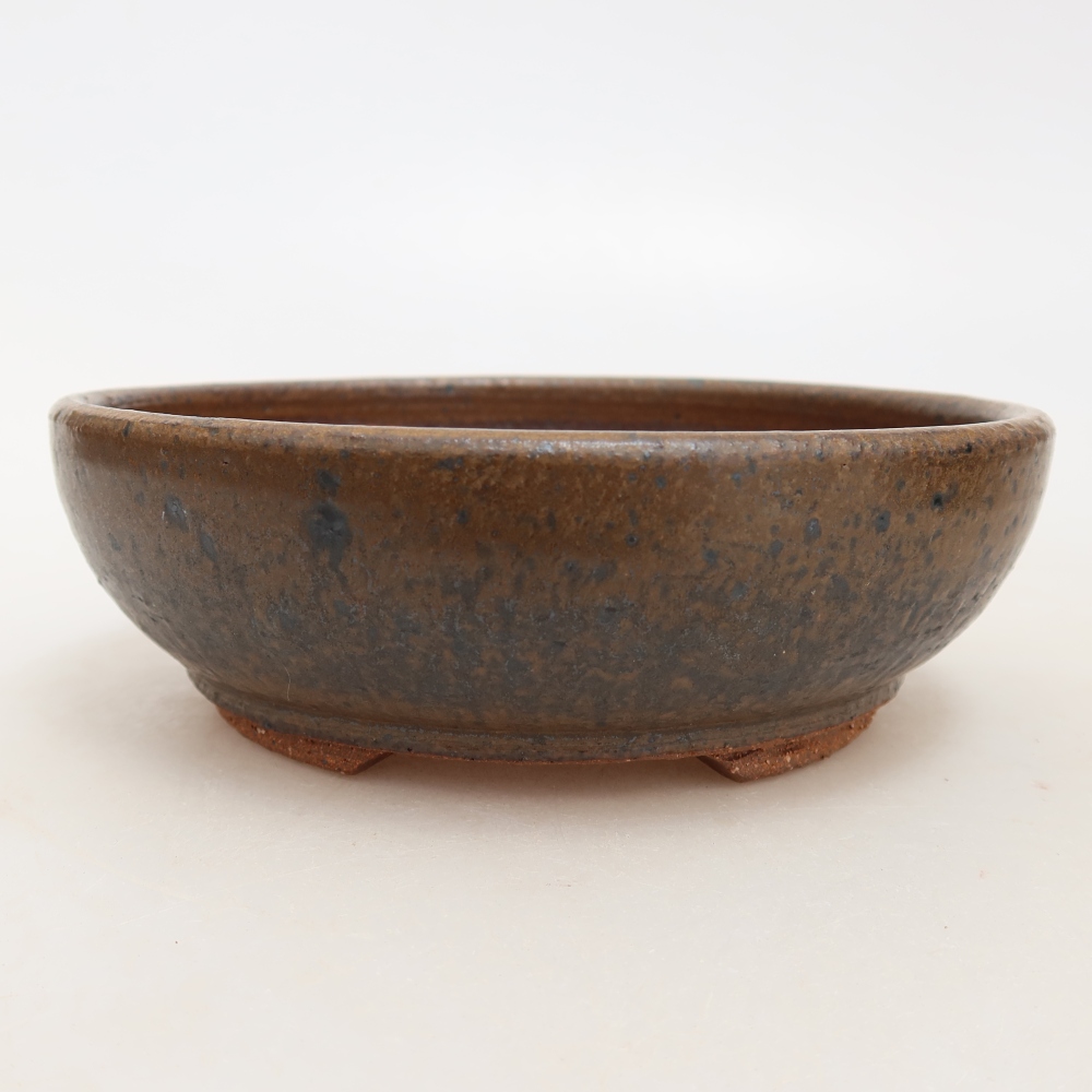 Keramische bonsaischaal 14,5 x 14,5 x 4,5 cm, kleur bruin