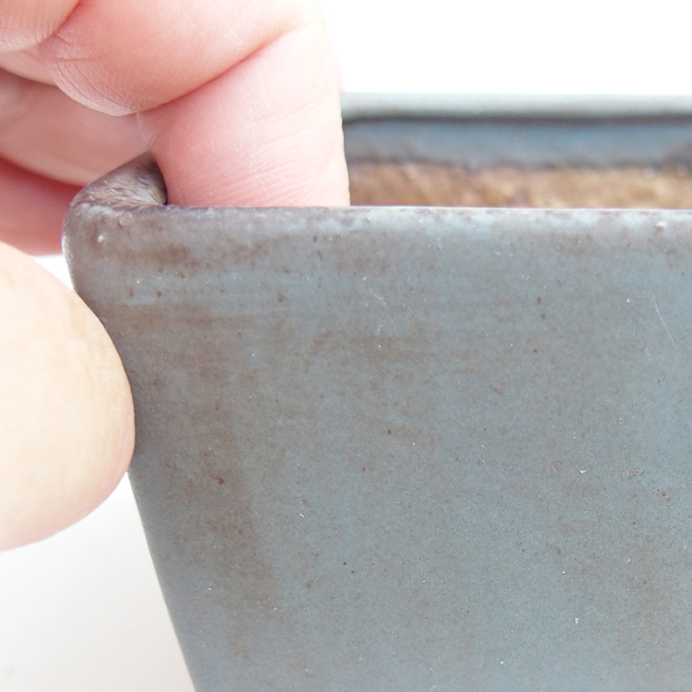 Bonsaischaal van keramiek 8 x 8 x 5,5 cm, kleur blauw