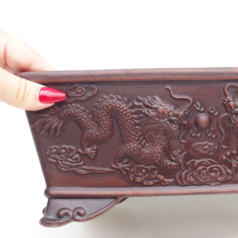 Bonsaischaal van keramiek 28 x 20,5 x 11 cm, bruin