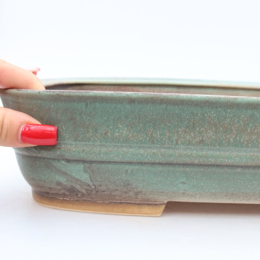 Keramische bonsaischaal 30 x 24,5 x 7,5 cm, kleur: groen