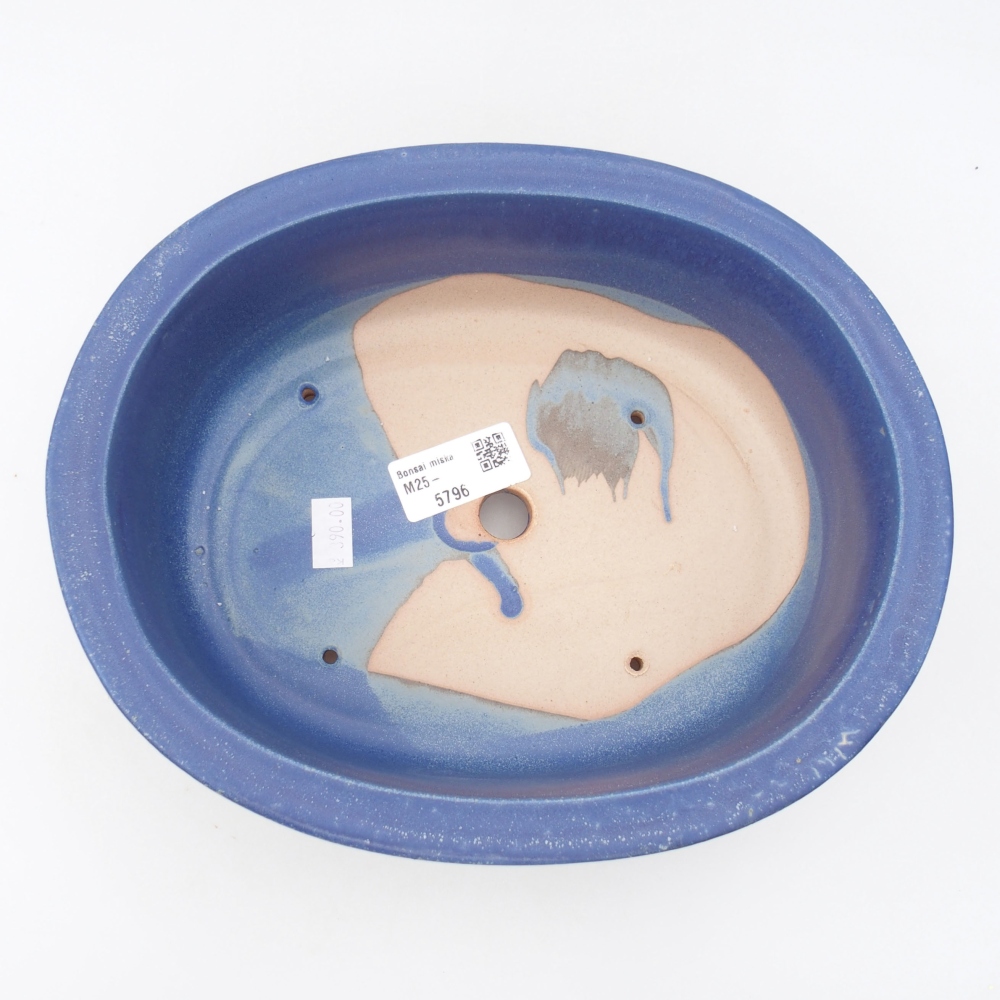 Bonsaischaal van keramiek 23 x 19,5 x 7 cm, kleur blauw