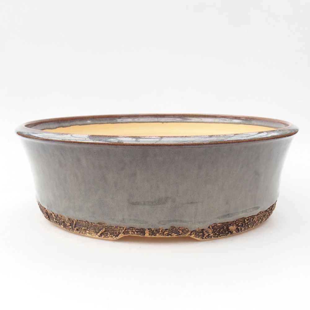Keramische bonsaipot 25,5 x 25,5 x 8 cm, kleur grijs