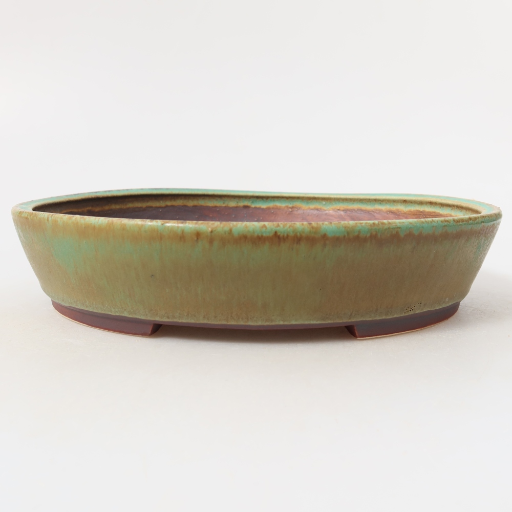 Bonsaischaal van keramiek 21 x 19 x 4,5 cm, groen
