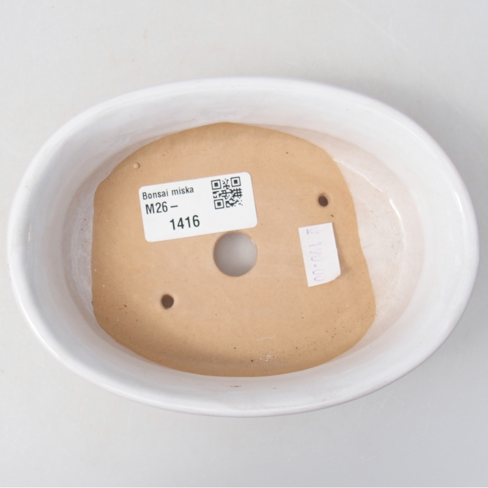 Bonsaischaal van keramiek 14,5 x 10,5 x 3,5 cm, kleur wit