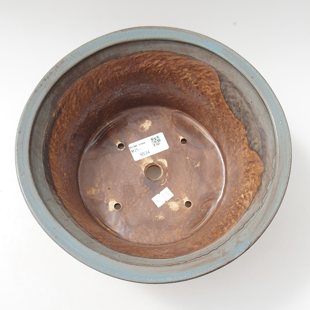 Bonsaischaal van keramiek 24 x 24 x 11,5 cm, kleur blauw