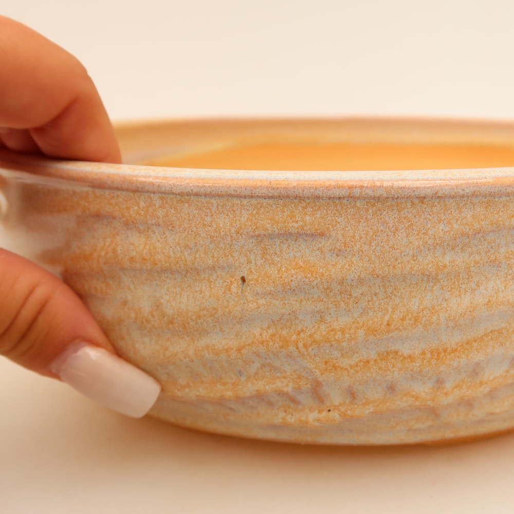 Keramische bonsaipot 22 x 22 x 7 cm, kleur beige