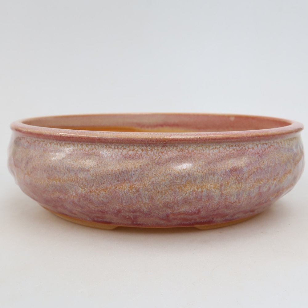 Bonsaischaal van keramiek 21,5 x 21,5 x 6 cm, roze