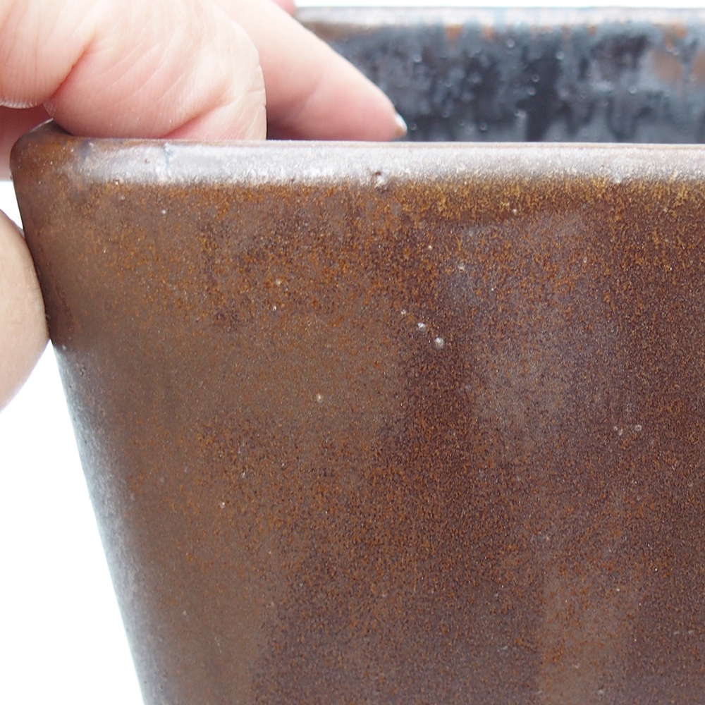 Bonsaischaal van keramiek 13 x 13 x 13 cm, bruin